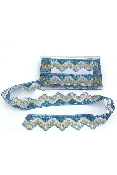Nazarone Organza Sequin Lace 3703(13-657) 13,5m-blue