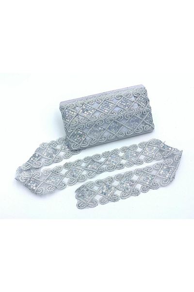 Nazarone Organza Sequin Lace 3545(951) 13,5m-silver