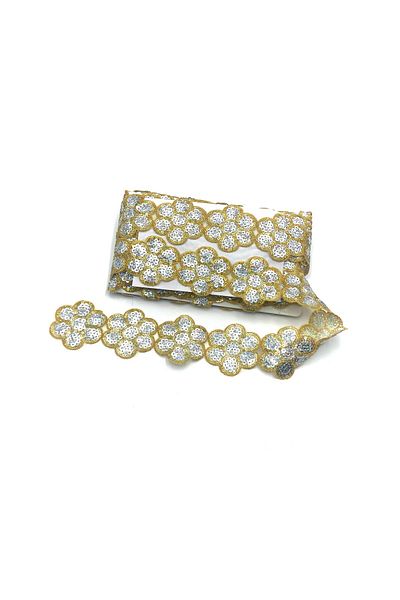 Nazarone Organza Stamp Ribbon 1774(13-1253) 13,5m-white Gold