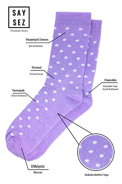 SAYSEZ Női törölköző pamut téli vastag termikus varrat nélküli színes pöttyös zokni gazdaságos 3 db-os csomag