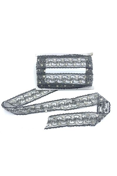 Nazarone Organza Sequin Lace 005-kh 13,5m-silver