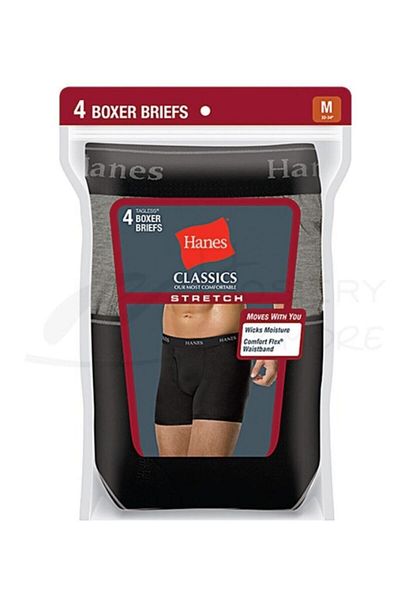 HANES بوكسر كلاسيكي بأرجل طويلة مكون من 4 قطع