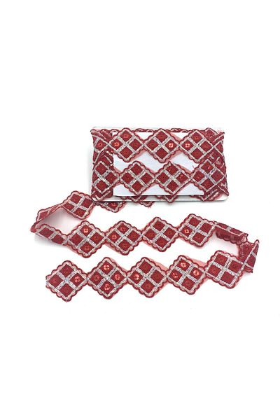 Nazarone Organza Sequin Lace 13-1398 13,5m-red