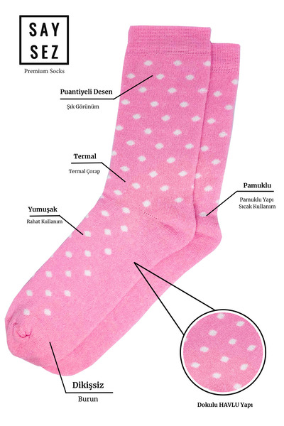 SAYSEZ Női törölköző pamut téli vastag termikus varrat nélküli színes pöttyös zokni gazdaságos 3 db-os csomag