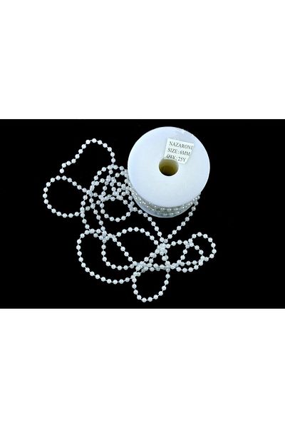 Nazarone Round Pearl String String Spool 6mm-23mt-white