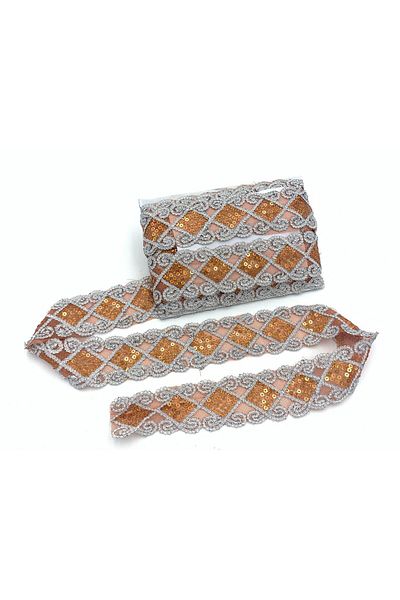 Nazarone Organza Sequin Lace 3545(951) 13,5m-orange