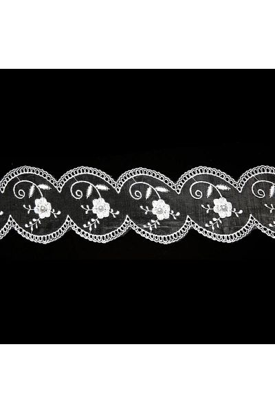 Nazarone Organza Guipure with Pearls 8083 9m-white
