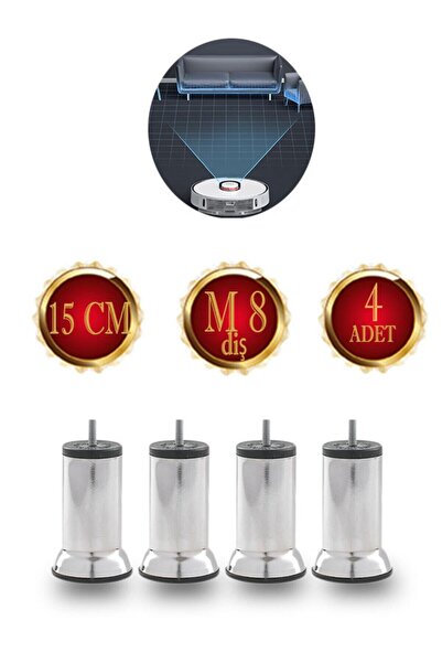 Bestekar 15 Cm Picior de bază Picior de scaun Picior de canapea cu șurub M8 (DINȚI FINE) (4 BUC.) 15cm-bază-picior-4 buc.