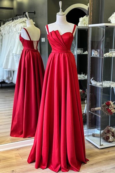 Lenta Moda Βραδινό φόρεμα και βραδινό φόρεμα από σατέν μήκους κόκκινη ντραπέ