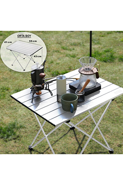 HAEGS Full Alüminyum Katlanır Kamp Masası, Piknik, Plaj, Ourdoor Hafif Kamp Masası Orta Boy - Siyah