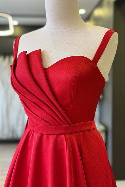 Lenta Moda Βραδινό φόρεμα και βραδινό φόρεμα από σατέν μήκους κόκκινη ντραπέ
