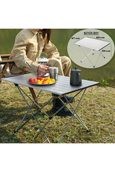 HAEGS Katlanır Kamp Masası, Piknik, Plaj, Ourdoor Hafif Kamp Masası Büyük Boy - Siyah