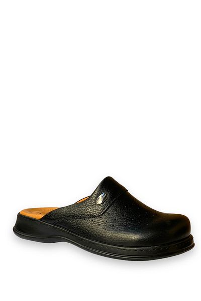 Wordex SY 650 Γνήσιο Δερμάτινο Ορθοπεδικό Μαύρο Sabo Slippers Doctor Hospital Cook Work Slippers