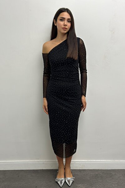 CurcunaShop Taşlı Tül Elbise