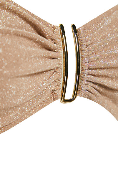 Trendyol Collection Lurex Nerz trägerloser brasilianischer Bikini – Anzug mit Zubehör TBESS24BT00054