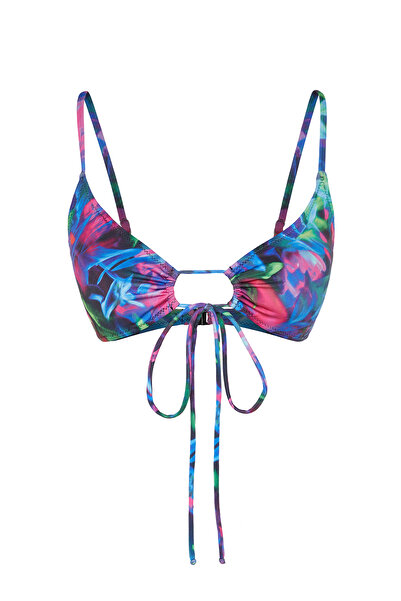Trendyol Collection Květinový vzor Bralette Cut Out/Window Bikini Top TBESS23BU00124
