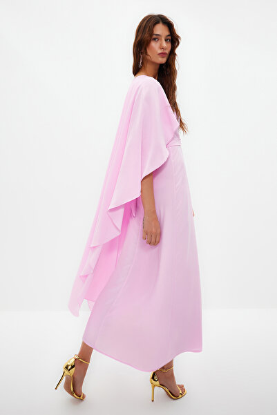 Trendyol Modest Lila öves köpeny részletes, elegáns szövött estélyi ruha TCTSS24DB00003