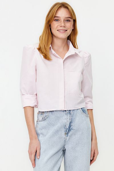 Trendyol Collection Tkana koszula w kolorze liliowym – Regular Fit TWOSS23GO00117