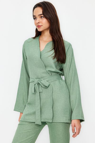 Trendyol Modest Хакі дефектні лляні штани-кімоно Ткана нижня білизна TCTSS24US00005