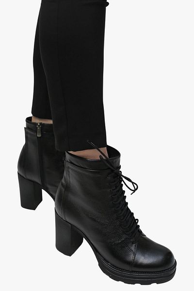 SOSELA 78-02-80023 Women's Genuine Leather Black Heeled Boots