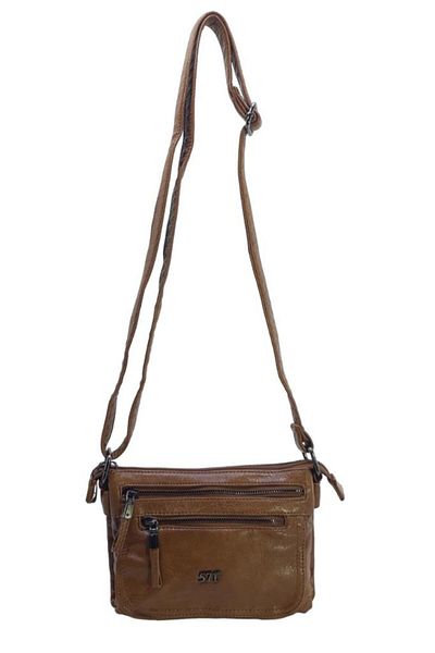 Baginn Geantă de umăr pentru poștaș cu curele încrucișate pentru femei Washed S.Leather