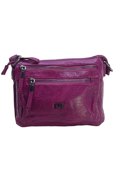 Baginn Geantă de umăr pentru poștaș cu curele încrucișate pentru femei Washed S.Leather