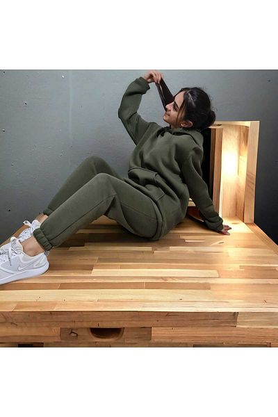 Pupa Hooded Winter Ribbed Large Oversize Women's Tracksuit Set