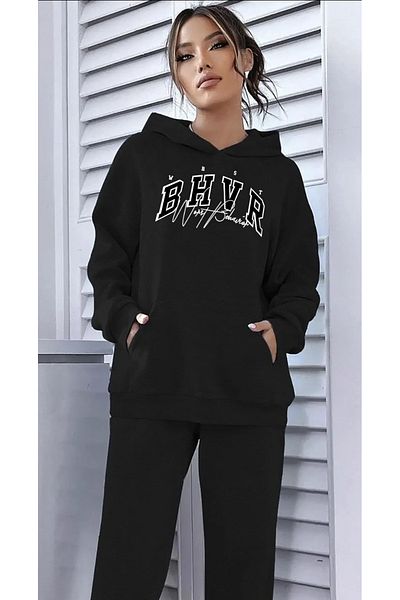 Modern Moda Σετ αθλητικής φόρμας - BHVR εμπριμέ υπερμεγέθη φούτερ Jogger