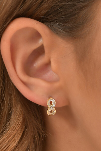 WOOW GOLD 14 Ayar Altın Küpe Sonsuzluk Halka Küpe