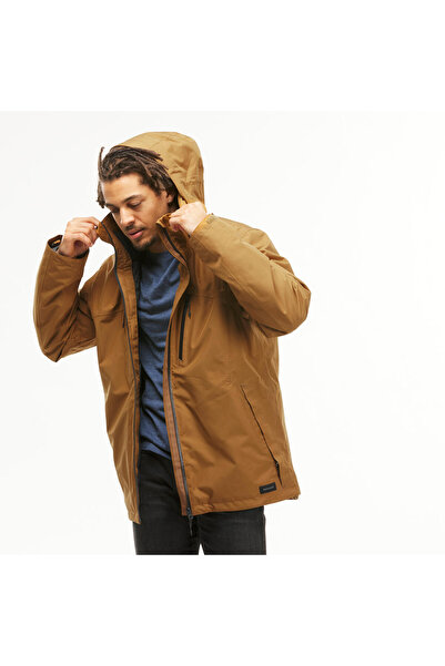 Decathlon Men's 3-in-1 Outdoor Trekking Coat - Tan - Travel 500 -10 ° C