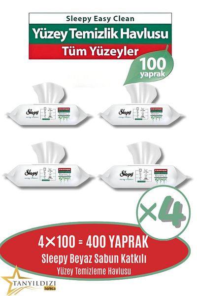 Sleepy WHITE SOAP SUPPLY SURFACE CLEANING TOWEL 100 SHEETS 4 PACK