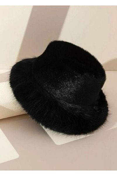 FELLMENS Women's Hat - Black Soft Plush, Heart Pattern