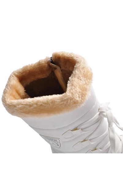 TOBAİ - Χειμερινές μαύρες γυναικείες μπότες χιονιού με μάλλινο εσωτερικό και φερμουάρ