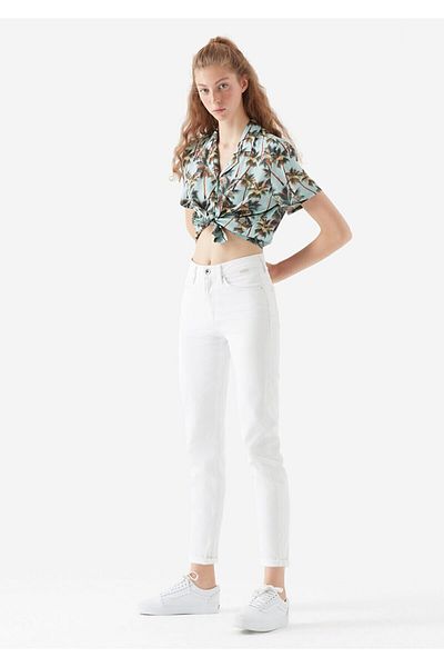 Trn JNS Lună din piele, stil alb, pentru femei, cu talie înaltă, până la gleznă, cu picior îngust, blugi skinny din lycra, pantalon