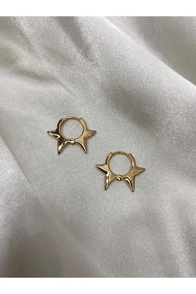 KÜBRA UYAN JEWELRY 316 L Gold Color Triangular Darkening Earrings Leaf Model