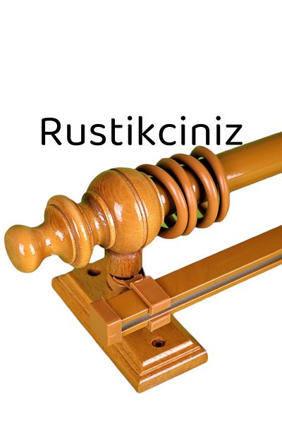 ALİ KAYA Дървена закачалка за пердета с единична релса, дъб, рустик, 200 см