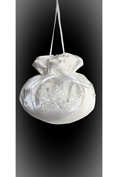 MODA NUR Krem Dantelli Gelin Takı Kesesi Gelin Çantası