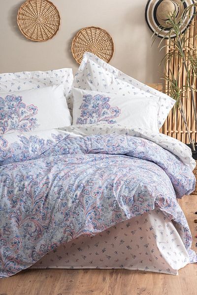 ŞENER HOME Set cuvertură dublu Bohemian Box Bumbac Mapiya Blue