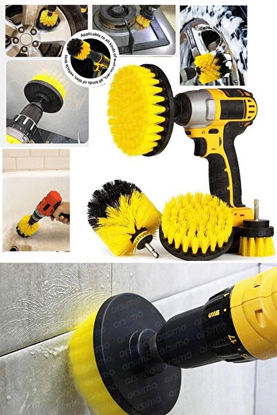 Genel Markalar 3'lü Matkap Ucu Yıkama Temizleme Banyo Küvet Duşakabin Araba T...