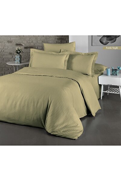 Nuşa Gold Saten Deluxe %100 Pamuk Çift Kişilik Nevresim Takımı