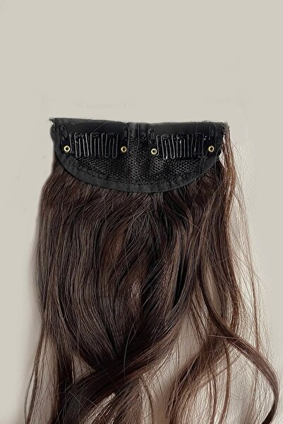 TAKIŞTIR Heat Resistant Half Moon Hair Snap / Wavy / Dark Chestnut / 60cm / 110Gr (4 # )