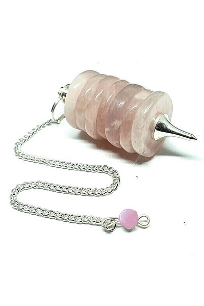 Tesbih Atölyesi Certified Disc AAA+ Quality Pink Quartz Stone Pandula - Pendulum