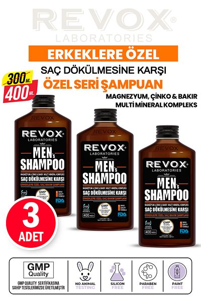 Revox Men's Revox Hair Loss Shampoo - 400 ML x 3 Pieces