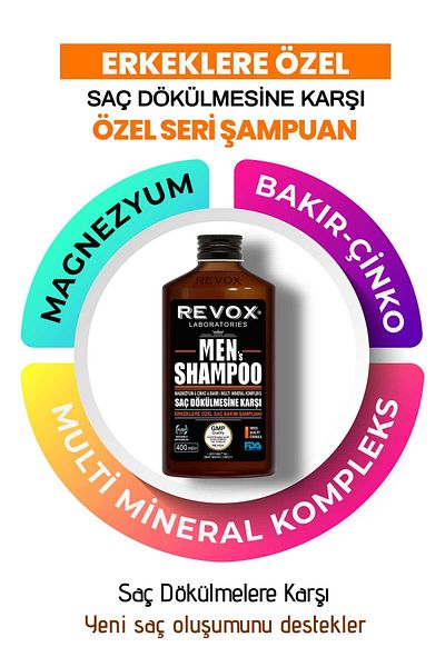 Revox Men's Revox Hair Loss Shampoo - 400 ML x 3 Pieces