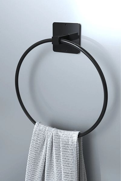 CEPHOME adhesive black round towel holder