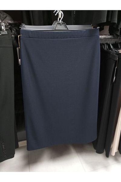 AKŞEN GİYİM Large Size Transverse Lycra Scuba Crepe Fabric Navy Blue Pencil Skirt Suitable for Hijab