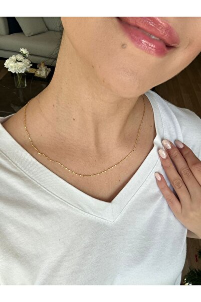 Gizzy 925 Ayar God Renk Gümüş İnce Unisex Kolye