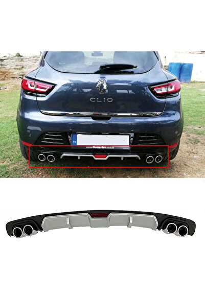 MKG Otomotiv Renault Clio Mk4 Gri Difüzör 4 Krom  UyumluEgzoz Görünümlü Difiz...