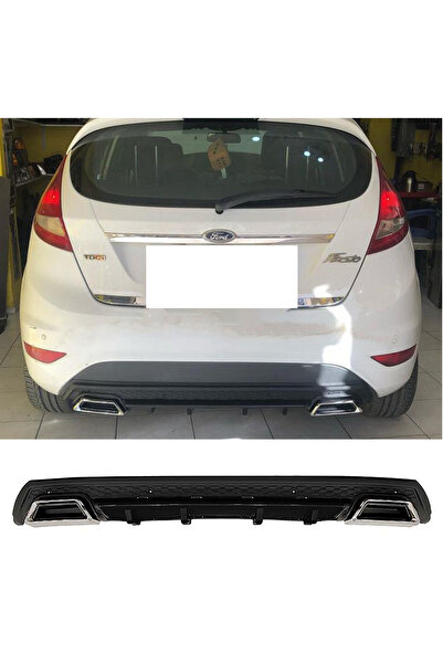 MKG Otomotiv Ford Fiesta MK7  Uyumlu Siyah Difüzör Çiftli Kare Egzoz Görünüml...