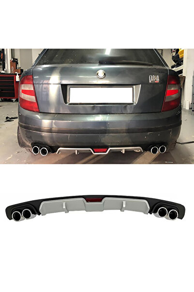 MKG Otomotiv Skoda Fabia Uyumlu Gri Difüzör 4 Krom Egzoz Görünümlü Difizör Ar...